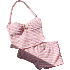 Women's Summer 2 Piece Sets Striped Halter Tops Camisole Micro Shorts Set XS