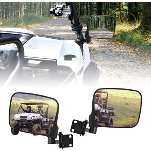 Adjustable Convex Side Mirrors for Kawasaki Mule Pro FXT DXT DX FX 2015-2025 Accessories, Durable Folding Optical Clarity Rear View Mirrors Kit with Steel Bracket, 2PCS