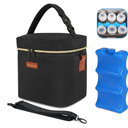 Mancro Breastmilk Cooler Bag with Ice Pack, Fits 6 Baby Bottles Up to 9 Ounce Insulated Baby Bottle Bag, Breast Milk Cooler on The go with Strap, Bottle Storage Bag for Nursing Mom Daycare, Black 