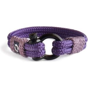 Mens Rope Bracelet - Stainless Steel Black Shackle, Extremely Durable and Scratch Resistant Waterproof Paracord, Handmade, Nautical Wristband for Men, Chain Length: 7.25 Inches (RoyalPurple)