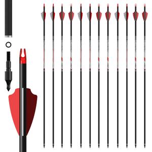 32" Pure Carbon Archery Arrows Spine 300 350 400 Removable Tips