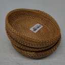 Hushee 3 Pcs Small Round Keys Basket for Entryway Woven Bowl Basket Rattan Wicker Round Tray Organizing for Keys Wallet Cell Phone Tabletop Serving Fruit Food Holder Decorative Table Storage (brown)