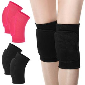 Zomiboo 4 Pcs Kids Knee Pads for Skating Dance Volleyball Knee Pad Anti Slip Sponge Kneepads Soft Elastic Protector for Dancers Girls Boys Sports Dance Skating Cycling (X-Small, Black, Rose)