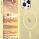 SUPFINE Magnetic for iPhone 14 Pro Max Case (Compatible with MagSafe) (Military Grade Drop Protection) Slim Translucent Matte Shockproof with Anti-Fingerprint Phone Case,Buttercream Yellow
