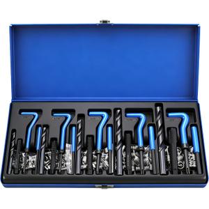 SEDY SAE Thread Repair Helicoil Kit - 131PC with HSS Drill Bits, Inserts, Taps, and Breakoff Tools for Rethreading on Metal, Engine, Pipe Repair - Sizes 1/4" 5/16" 3/8" 7/16" 1/2"