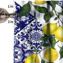 Blue Tiles Lemon Valance Curtain, Summer Fruit Chic Valance Window Treatments Short Curtains for Kitchen Farmhouse Living Room Bathroom 54x18inch