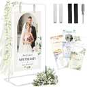 Elegant White Wedding Easel Stand, Adjustable 30x20x68 in Welcome To Our Wedding Sign Display Stand with 39 Premium Templates&Leather Straps, Sturdy Display for Wedding, Birthday, Anniversary