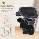 Globlazer Corner Cat Tree for Large Cats, 66inch Tall Curved Series Large Cat Tower for Multiple Indoor Cats with 6 Scratching Posts, 2 Spacious Cat Condos, Hammock, Hanging Basket, C66, Dark Grey