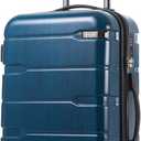 Coolife Luggage Suitcase PC+ABS Spinner Built-In TSA lock 20in 24in 28in Carry on (Caribbean Blue., S(20in_carry on))