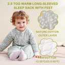 2.5 TOG Removable Long Sleeve Sleep Sack with Legs, Super Soft 100% Cotton Winter Toddler Sleep Bag with Feet, Graphic, Size S