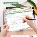 2 x Desk Calendar 2026, Desktop Calendar 2026 Standing Flip Cover 12 Month(January - December), Small Desk Planner with Stickers & Notes for Office Accessories and Home School Supplies, 8" x 6", Floral (Flowers)