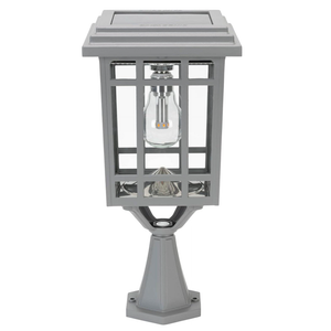 Gama Sonic Prairie Bulb Lamp Outdoor Solar Light Fixture, Pole,Pier, & Wall Mount, Solar Lights Outdoor, Grey, 114B033