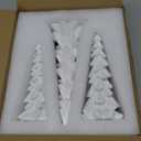 GHOSTMAGIC Christmas Tree Figurines Set of 3, Resin Tabletop Christmas Tree Decor, Elegant Xmas Tabletop Centerpieces for Tables Desk Shelf Mantel Holiday Indoor Decorations (White)