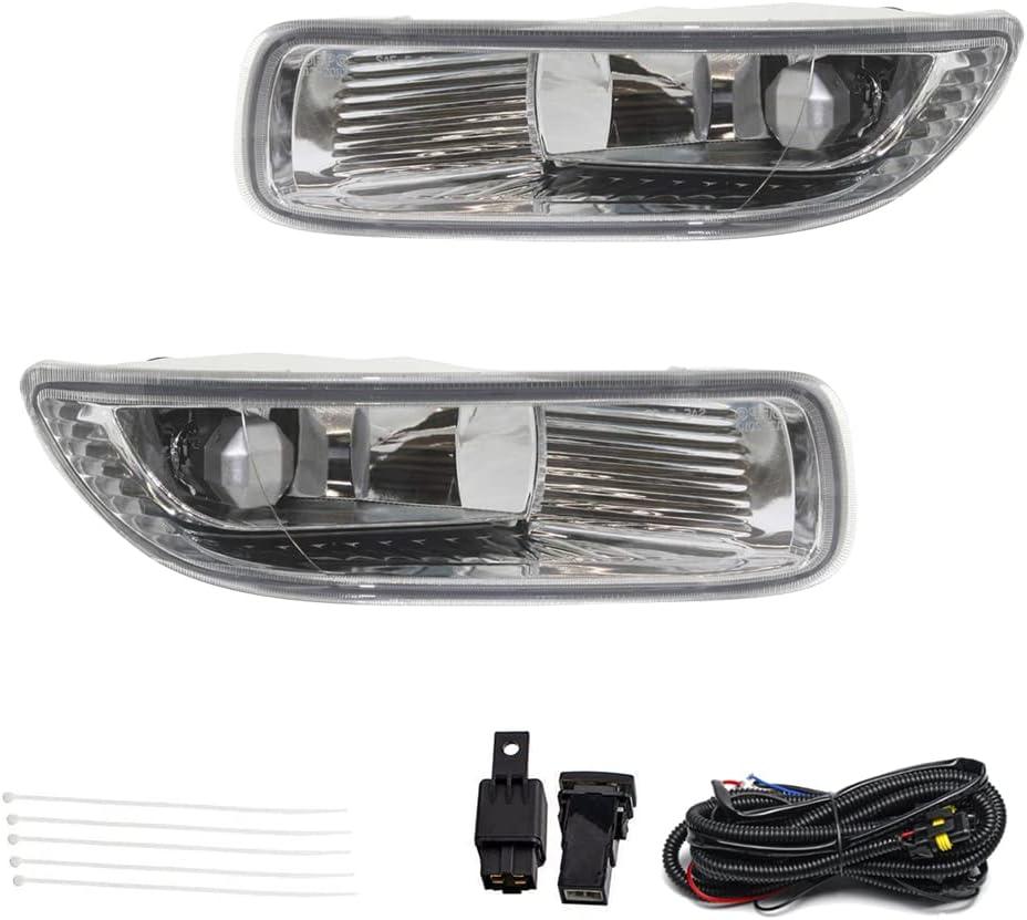 Driving Fog Lights Lamps Replacement for 2003 2004 03 04 Toyota Corolla with 9006 12V 35W Halogen Bulbs & Wiring Harness Kit (Clear Lens)