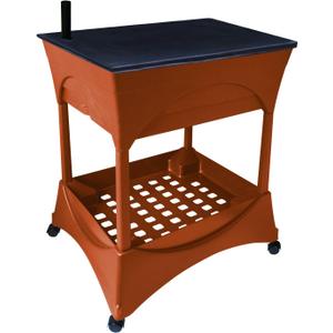 Emsco Group Easy Picker Raised Bed Grow Box  with 30" Stand, 4 Casters, and Supply Storage Grate  Self-Watering - Terracotta