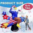6ft Patriotic Independence Day 4th of July and Memorial Day Inflatable American Eagle on Rocket with Stars, LED Lighted Blow Up Decor for Home Yard Outdoor Indoor Decoration