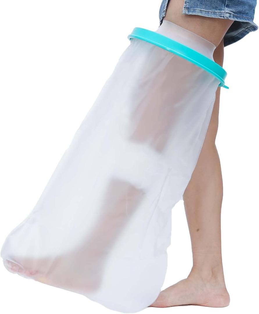Cast Covers for Shower Leg, Waterproof Cast Cover for Showering, Cast Protector for Shower Leg Adult, Shower Boots for Foot after Surgery, Knee, Ankle, Foot (Diameter - 9.8") Extra Large (Blue)