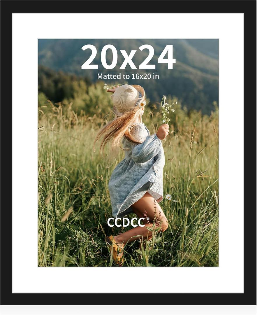 20x24 Picture Frame, Wooden Photo Frames with Tempered Glass, 1 Pack, 20x24 in
