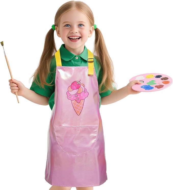 Kids Aprons with Pocket Cooking Baking Kitchen Art Cute Chef Apron for Boys Girls