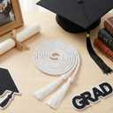 24 pcs Graduation Honor Cords 68" Grad Braided Honor Cord with Tassel Honor Rope Grad Cords Bulk for Graduation Students Bachelor Master Doctoral Gown Grad Decor (White)