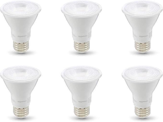 Amazon Basics PAR20 LED Light Bulb, 50 Watt Equivalent, Energy Efficient 7W, E26 Standard Base, Warm White 3000K, Dimmable, 10,000 Hour Lifetime 