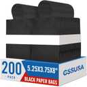 GSSUSA 200 Pack Black Paper Gift Bags 5.25x3.75x8'', Black Kraft Bags with Handles Bulk for Shopping, Craft, Grocery, Party, Retail, Lunch, Business, Wedding, Merchandise, Boutique