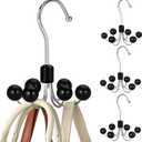 TOPIA HANGER Hoodie Hangers 4-Pack with 6 Wood Balls, 360Swivel Purse Hanger, Scarf Hanger, Closet Hooks, Handbag Organizer, Bra Hanger, Accessory Organizers for Scarf, Tanktop, Hat, Hoodie CT57B (Black)