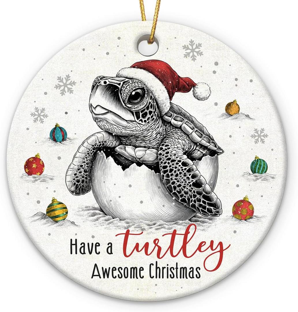 Sea Turtle Ornament 2026 - Sea Turtle Gifts for Women Men, Funny Ornaments for Adult, Turtley Awesome Animal Ornaments for Christmas Tree Decorations, Animal Lover Gifts for Friends Coworker