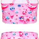 TENVDA Girls Swimsuit 2-Piece Halter Tankini Set Beach Sport Bathing Suit UPF 50+ Swimwear, 140 (Pink)