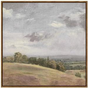 InSimSea Square Framed Canvas Wall Art, Farmhouse Nature Scenery Sky Clouds Valley Grassland Wall Art Prints, Classical Retro Paintings Home Decor for Living Room Bedroom Office 24"x24"