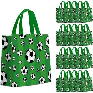 24 PCS Soccer Gift Bags Soccer Party Decorations with Handles Reusable Soccer Goodie Snack Favor Bag Non Woven Party Favor Bags for Sports Birthday Supplies