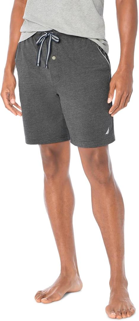 Nautica Men's Soft Knit Elastic Waistband Sleep Lounge Short (X-Large, Charcoal Heather)