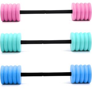 Soulchen 3 Pack Long Aquatic Exercise Dumbbells Pool Exercise Equipment Eva Foam Water Aerobics Equipment With High Density For Weight Loss Water Sport Fitness Tool(Pink, Blue, Teal,Size: Small)