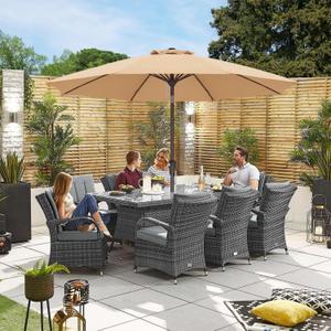 ABCCANOPY 11FT Patio Umbrella, Waterproof Table Umbrella with Push Button Tilt and Crank, 8 Ribs UV Protection Pool Umbrella for Garden, Lawn, Deck & Backyard (Khaki)