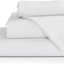 Linen Home 4 Piece Twin Cotton Sheet Set, 100% Cotton Percale, 2 Pillowcases, Deep Pocket with All Around Elastic Sheet, Crisp Breathable Bedding, Hotel Luxury, Long-Staple Combed Cotton, White