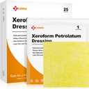 Carbou 4"x4" Medical Xeroform Petrolatum Dressing, Non-Adherent Gauze Pads, Soft Fine Mesh Gauze Patch for Wound Care, Burns, Lacerations, Skin Grafts & Surgical Incisions, 25 Individual Pack