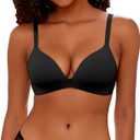 FINETOO Wireless Bras for Women Comfort Full Coverage T-Shirt Bra Lightly Lined Push Up Bra Sexy V-Neck Bralettes for Ladies (40, Black)