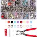 Siziviki 200 Set Snap Button Kit - 9.5mm 10 Colors Snaps for Fabric - Fastener Pliers & Snap Fastener Tool - 100 Hollow & 100 Solid - Suitable for DIY, Sewing, Crafting