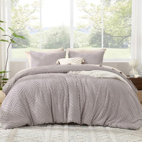 Litanika King Size Comforter Set Milk Coffee, 3 Pieces Cream Tufted Boho Farmhouse Bedding Comforter Sets, Lightweight Fluffy Comforter Bed Set for All Season (104x90In Comforter and 2 Pillowcases)