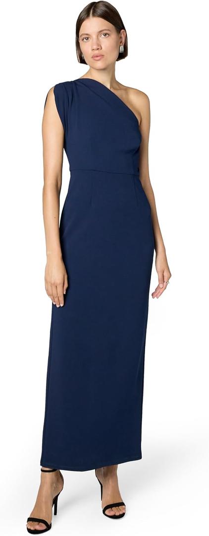 Maggy London Women's Elegant One Shoulder Long Formal Dress for Women | Black Tie Maxi Evening Dress | Formal Dresses for Women (Blue), Size 36