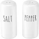 Farmhouse Salt and Pepper Shakers Set - Rustic Salt and Pepper Shakers Set - Cute White Salt and Pepper Shakers for Your Farmhouse Kitchen, Sturdy Ceramic, 3.4 oz Capacity, Rust-Free