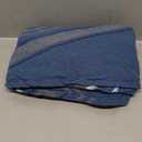 DII French Stripe Dining Table Collection Farmhouse Style Tablecloth, 70 Inches Round, Blue Chambray