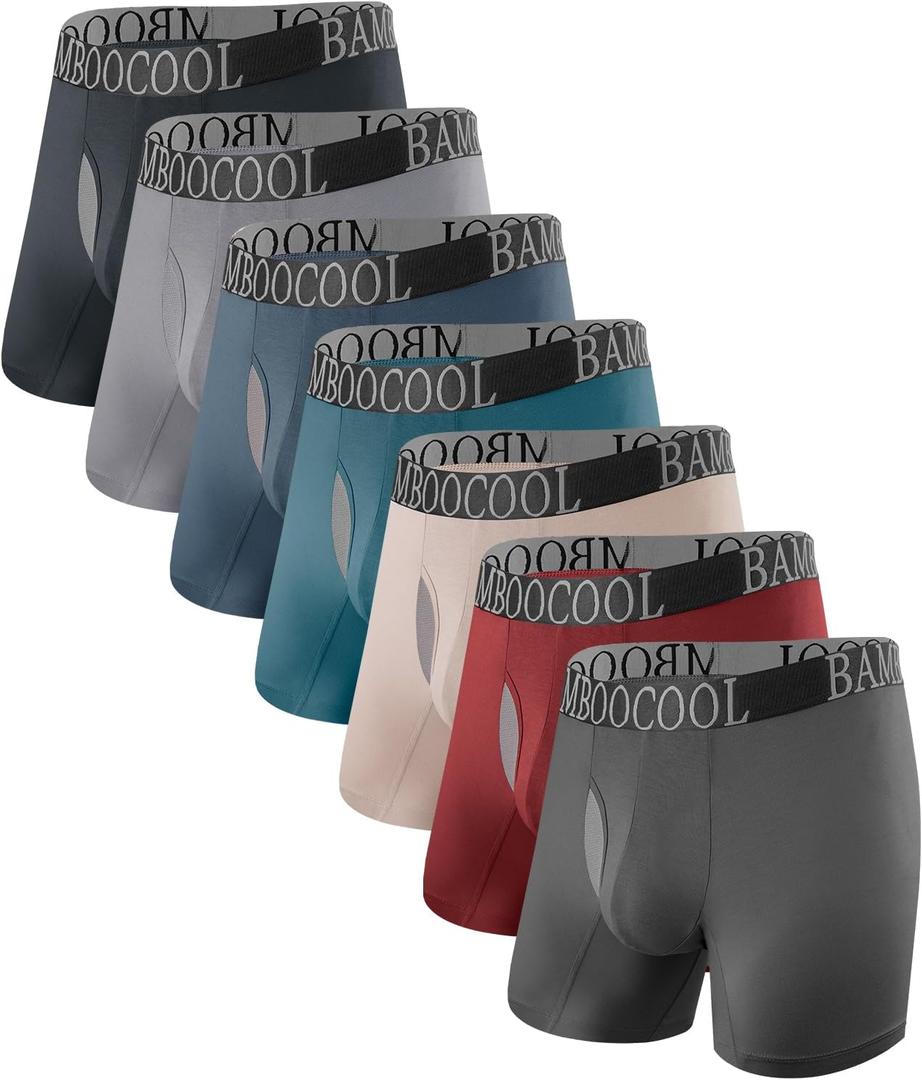 Men's Breathable Cool Mesh Underwear Moisture-Wicking Boxer Briefs 7 Pack (Large)