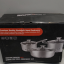 Aufranc Stainless Steel pots and pans set, 6 Piece Nonstick Kitchen Induction Cookware Set,Works with Induction/Electric and Gas Cooktops, Nonstick, Dishwasher