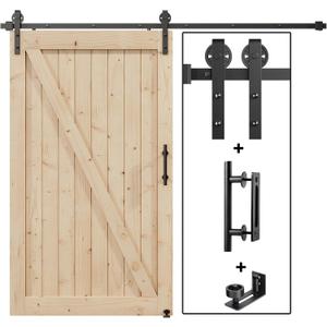 EaseLife 8FT Sliding Barn Door Hardware Track Kit & Handle,Big Industrial Spoke Wheel Pulley,Wall Mount,Slide Smoothly Quietly,Easy Install,Black,96" Track Fit for 44-46" Wide Opening (No Door)