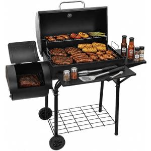 Realcook Charcoal Grill with Offset Smoker: Spacious Barrel Charcoal Grills with 800 Sq. In. Cooking Space - BBQ Offset Smoker Combo for Backyard Parties Weekend Barbecues Gatherings