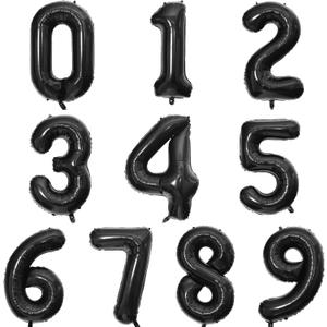 Number Balloons 16 Inch Black 0-9 Number Foil Balloons 14 Pcs Custom Digital Balloons for Party Decorations New Years Eve Party Birthday Graduations Anniversary Baby Shower