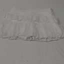 SHENHE Women's Y2k Lace Layered Mini Skirt Ruched A Line Cute Tiered Ruffle Skirt (Medium, White)