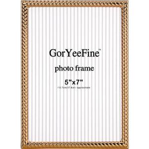 5x7'' Gold Rope Design Metal Picture Frames with Hi Quality Velvet Backing and Real Glass Front,Gold Photo Frame 7x5'' for Desktop Display Or Wall Hanging