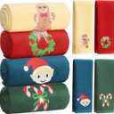 Hahafelt 4 Pcs Christmas Hand Towels 13.7 x 28.7 Inch Large Soft Cotton Embroidered Christmas Bath Towel Set Absorbent Thicken Xmas Towels Decorative for Home Bathroom Kitchen Dish (Vintage)